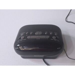Sharp SPC695 AM FM Dual Alarm Clock Radio Digital Display Black Bedside Tabletop